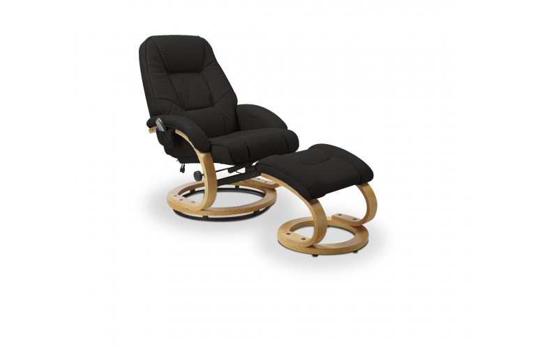 MATADOR - fotel wypoczynkowy czarny rozkładany z funkcją masażu i podgrzewania