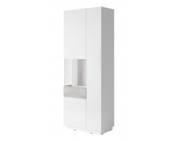 SILKE - Witryna Lewa 2D 80 cm (12)  biały połysk / beton colorado 