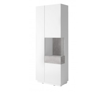 SILKE - Witryna Prawa 2D 80 cm (13)  biały / biały połysk – beton