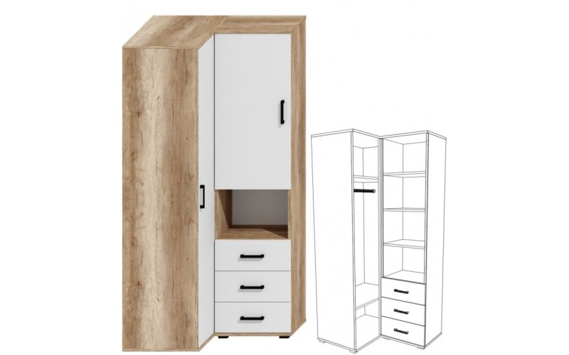 VICTORIA - Szafa narożna 2D3SZ 60-100 (104) - DUŻO kolorów, 5 szerokości, 6 głębokości